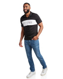 Mens Short Sleeve Interlock Color Block - Black