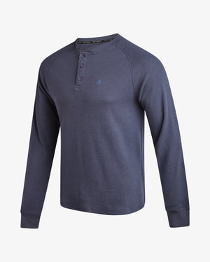 Men's Waffle Long Sleeve Henley - Midnight Blue