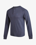 Men's Waffle Long Sleeve Henley - Midnight Blue