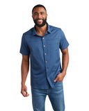 Mens Short Sleeve Heather Mini Stripe - Crystal Blue