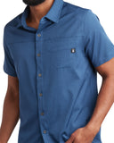 Mens Short Sleeve Heather Mini Stripe - Crystal Blue