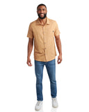 Mens Short Sleeve Mini Stripe - Carmel