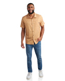 Mens Short Sleeve Mini Stripe - Carmel