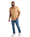 Mens Short Sleeve Mini Stripe - Carmel