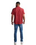 Mens Short Sleeve Mini Stripe - Pomegranate