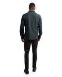 Mens Melange Long Sleeve 2 Pocket Shirt - Black