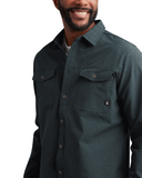 Mens Melange Long Sleeve 2 Pocket Shirt - Black