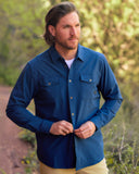 Mens Melange Long Sleeve 2 Pocket Shirt - Estate Blue