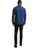 Mens Melange Long Sleeve 2 Pocket Shirt - Estate Blue