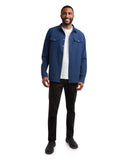 Mens Melange Long Sleeve 2 Pocket Shirt - Estate Blue