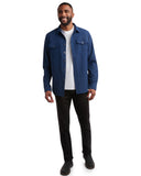 Mens Melange Long Sleeve 2 Pocket Shirt - Estate Blue