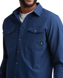 Mens Melange Long Sleeve 2 Pocket Shirt - Estate Blue