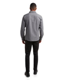 Mens Melange Long Sleeve 2 Pocket  - Grey
