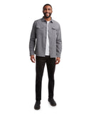Mens Melange Long Sleeve 2 Pocket  - Grey