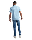 Mens Short Sleeve Mini Check - Cobalt