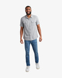Men's Short Sleeve Check Polo - Grey