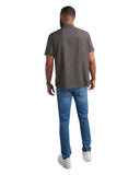 Mens Short Sleeve Mini Check - Heather Black