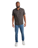 Mens Short Sleeve Mini Check - Heather Black