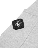 Gray sweatshirt with a black and white logo patch on a white background