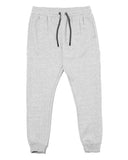 Gray sweatpants with a drawstring on a white background