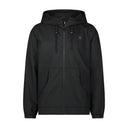 Black jacket with a hood on a white background