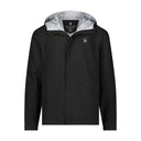 Black jacket with gray hood on a white background