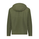 Green jacket with a brand logo on the back against a white background