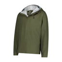 Green jacket with a hood on a white background