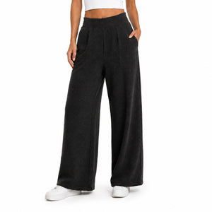 Women's Corduroy Fleece Wide-Leg Pant - Black