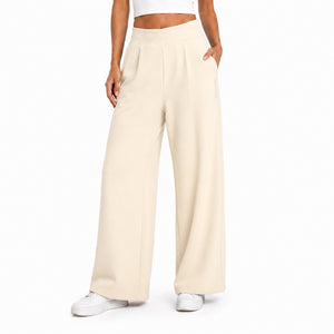 Women's Corduroy Fleece Wide-Leg Pant - Cream