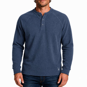 Men's Corduroy Fleece Long-Sleeve Henley - Blue