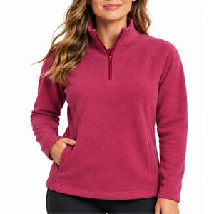 Women's Brushed Corduroy Quarter-Zip - Berry