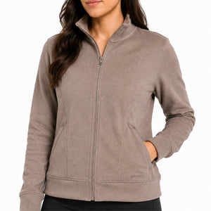 Women's Corduroy Mock Neck Zip-Up - Driftwood