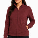 Women's Corduroy Mock Neck Zip-Up - Rust