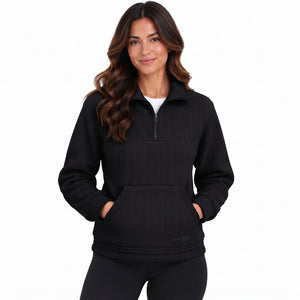 Women's Chenille Fleece Quarter-Zip - Black