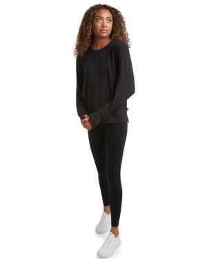 Womens Crew Hi-Low Long Sleeve - Black