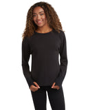 Womens Crew Hi-Low Long Sleeve - Black